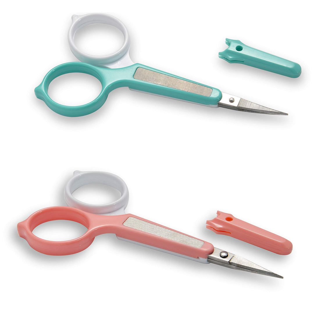 Stainless Steel Manicure Eyebrow and Eyelash Nose Hair Scissor Set With Protective Cover