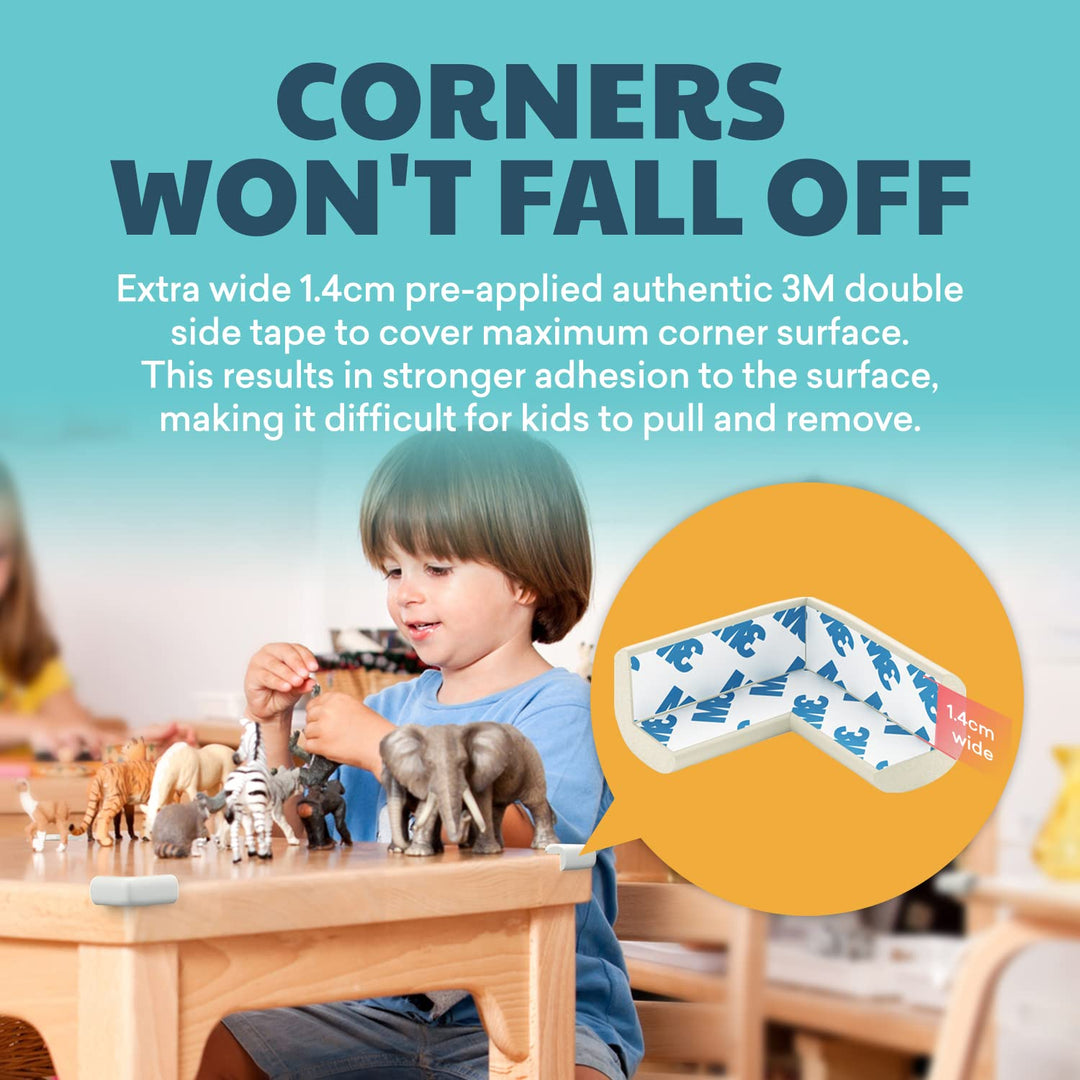 Foam Corner Covers Baby Safety - PreTaped Corner Protectors, Off White, 12 Pack, Small