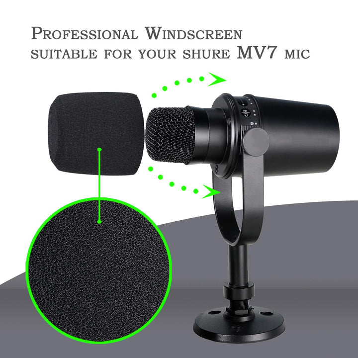 MV7 MV7X MV7+ Boom Arm - Mic Arm with Foam Cover Windscreen Compatible with Shure MV7 and Shure MV7X and Shure MV7+ Microphone with Pop Filter by YOUSHARES