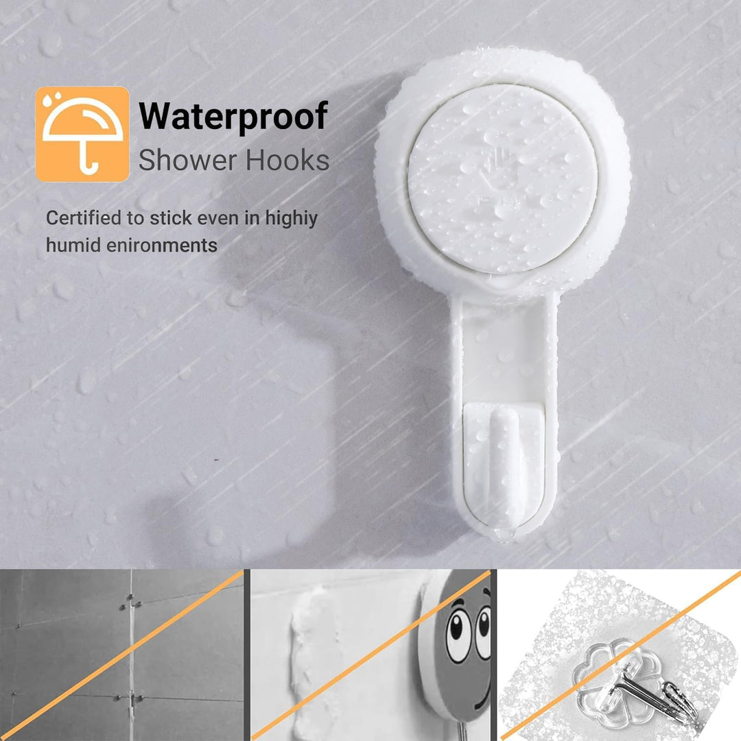 Shower Hooks for Inside Shower Reusable Waterproof Utility Suction Cups Hooks - 2 Pack Heavy Duty Vacuum Hook Home Kitchen Bathroom Wall Holder Hanger for Towel Loofah Cloth Key &amp; Ceiling