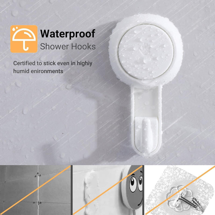 Shower Hooks for Inside Shower Reusable Waterproof Utility Suction Cups Hooks - 2 Pack Heavy Duty Vacuum Hook Home Kitchen Bathroom Wall Holder Hanger for Towel Loofah Cloth Key &amp; Ceiling