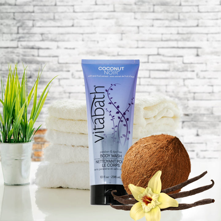 Coconut Noir Body Wash Moisturizing Bath &amp; Shower Cleanser Infused with Plum, Musk, Vanilla &amp; Amber - Cruelty-Free, Paraben-Free - 10 oz