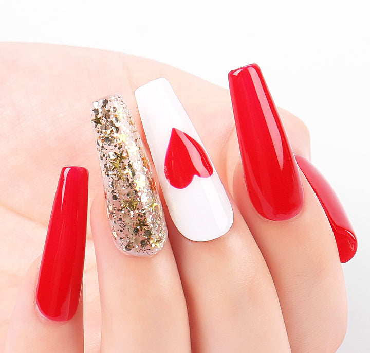 Soak Off U V LED Clear Glitter Gel Nail Polish - Golden Superstar Glitter (062) 10ml