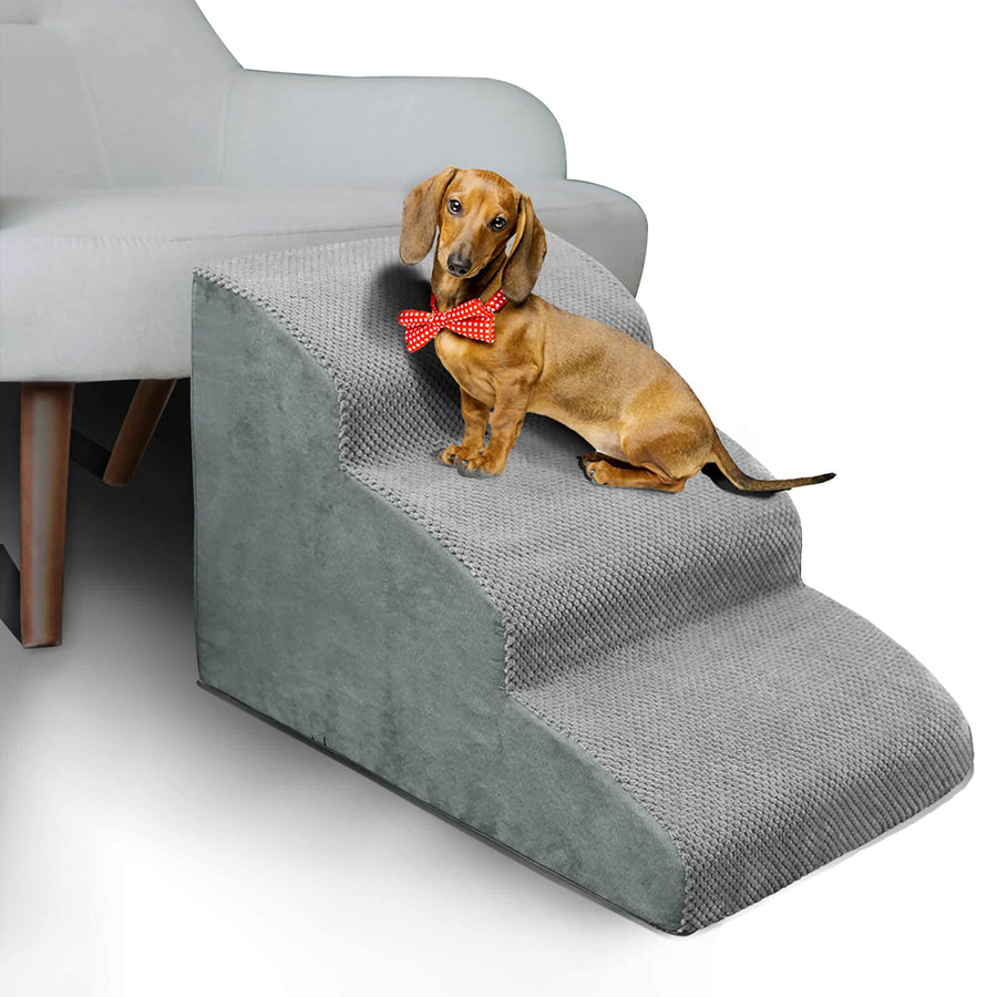 3 Steps High Density Foam Dog Stairs Ramps,Non-Slip Pet Steps for Older Dogs,Pet with Joint Pain, Sofa Bed Ladder for Cats