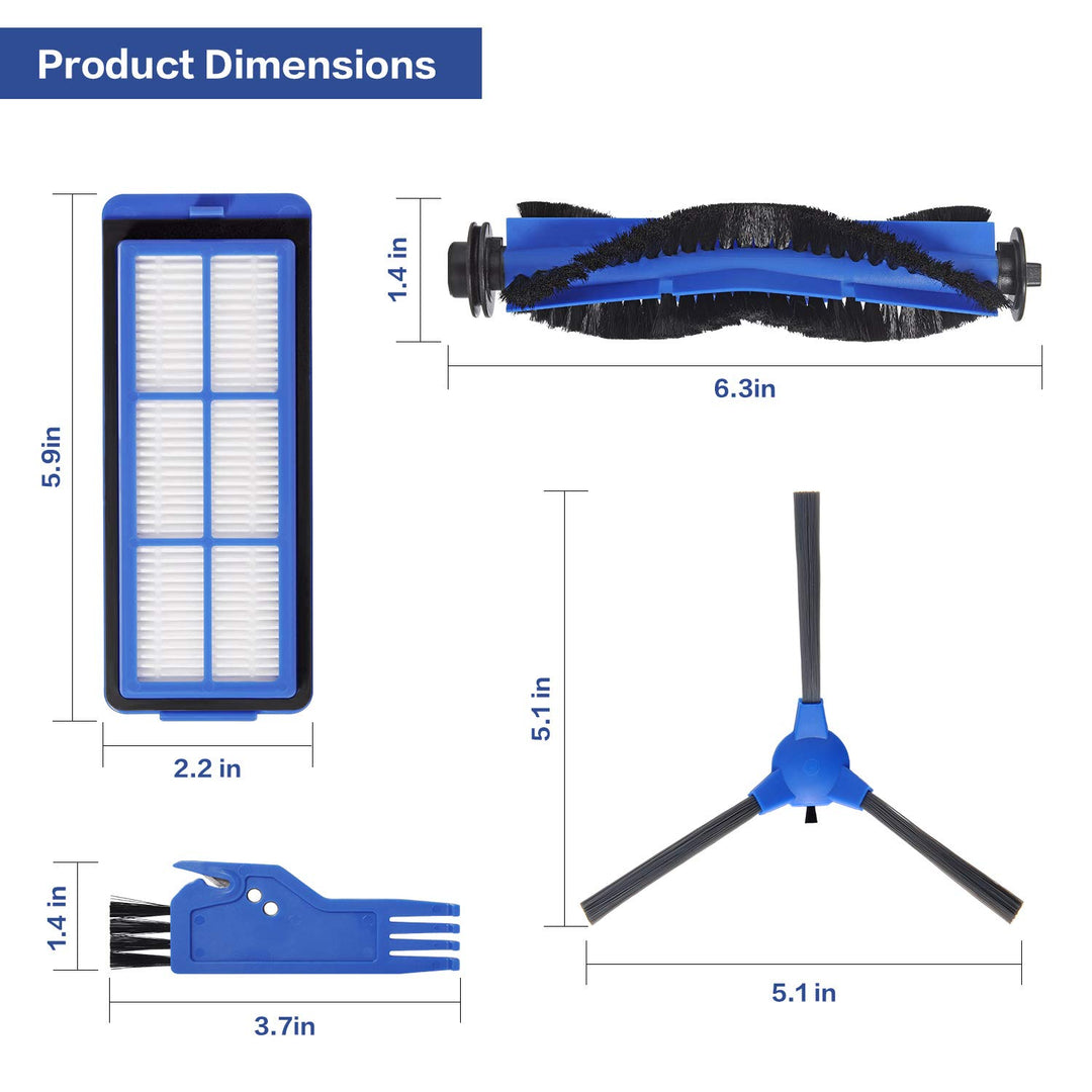 Replacement Part for Eufy RoboVac 11S Max RoboVac 15C Max RoboVac 30C Max RoboVac G30 Edge G10 Hybrid Robot Vacuum Cleaner Accessories Kit, Including 1 Main brush, 8 Side brushes, 4 Filters