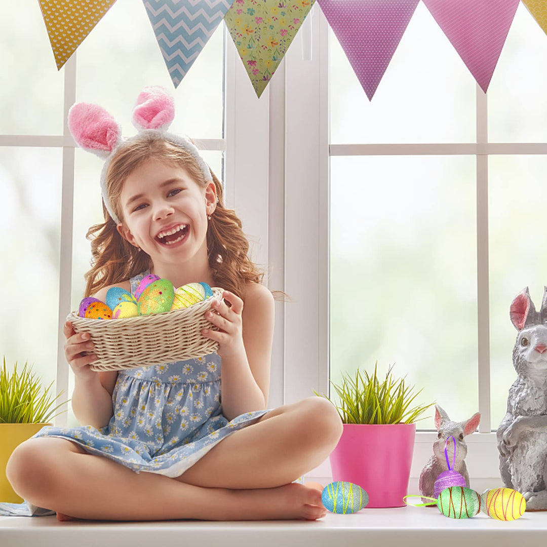 25 PCS Easter Egg Carrot Hanging Ornaments With Green Grass Easter Egg Ornaments for Tree Basket Decorations Home DIY Crafts