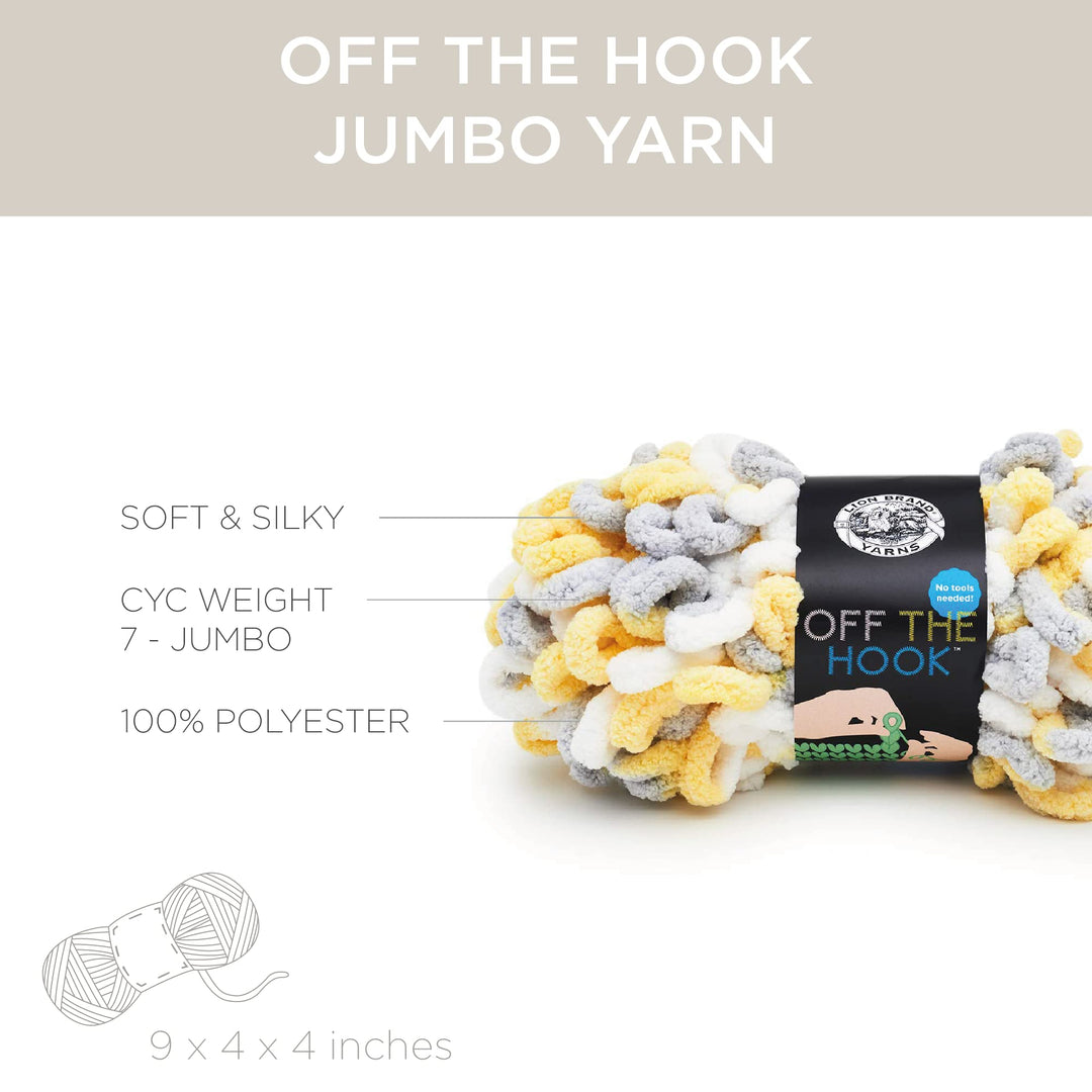 Off the Hook Yarn, Bulky No-Needle Craft Yarn for Crocheting, Hand-Knitting Yarn, 1-Pack, Lemon Drop