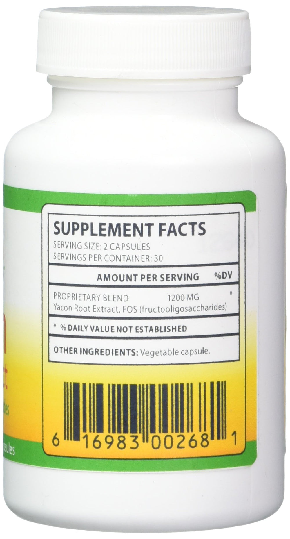 Yacon Root Extract Serving Capsules Plus Fructooligosaccharides, 1200 mg, 60 Count