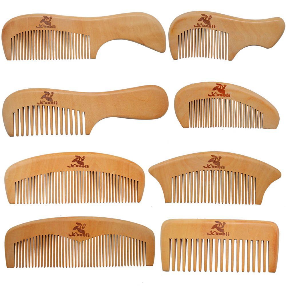Xuanli 8 Pcs The Family Of Hair Comb - Wood with Anti-Static &amp; No Snag Handmade Brush for Beard