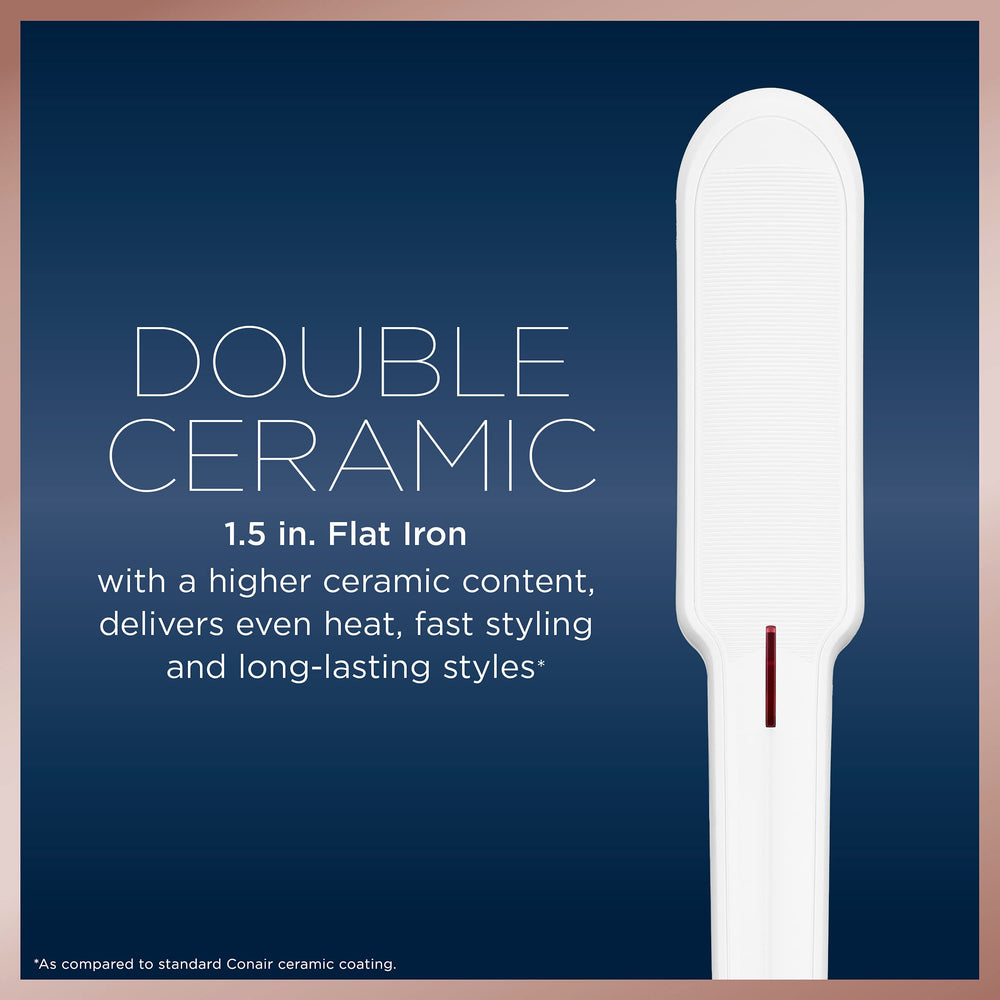 Double Ceramic 11/2 Inch Flat Iron, Corded Electric, White
