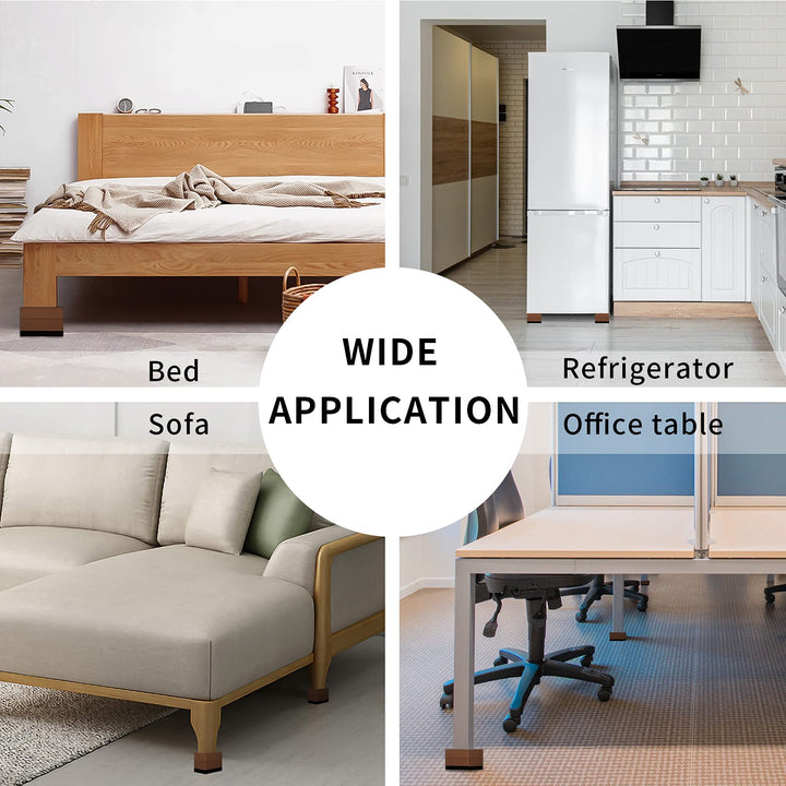 Bed Risers Heavy Duty Adjustable Furniture Risers 3 Inches for Bed Frame, Sofa, Table, Desk Leg, Bed Lifts Risers Up to 10,000 LBs (Set of 4, Brown)