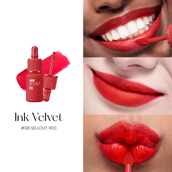 Peripera Ink The Velvet Lip Tint High Pigment Color, Velvet Finish, 0.14 Fl Oz - Sellout Red #08