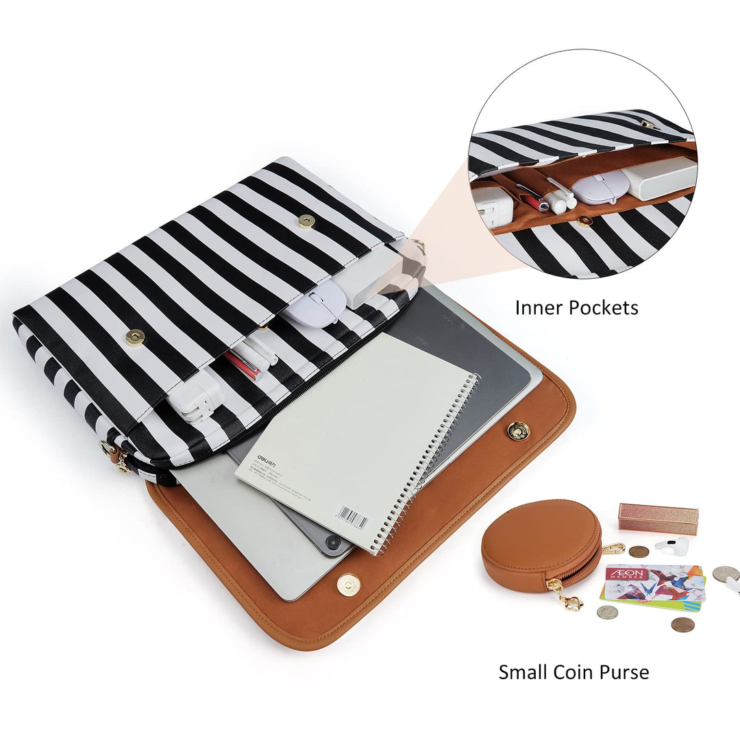 Laptop Bag for 13-15 inch Notebook Compatible with MacBook Air/Pro M1 M2, Leather Slim Laptop Case Briefcase Computer Protective Sleeve