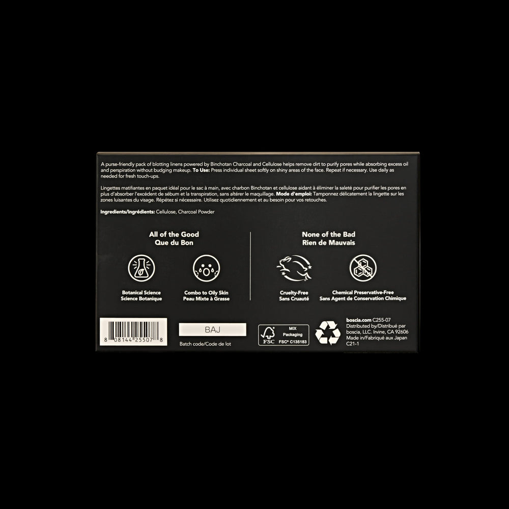 BOSCIA Black Charcoal Blotting Linens (100 Sheets)