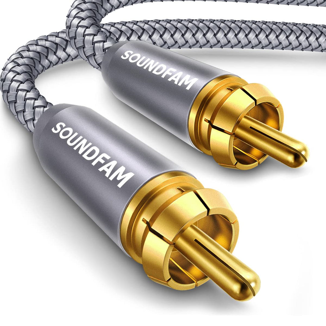 RCA Subwoofer Cable 6ft/2M Digital Coaxial Audio Cable Gold Plated RCA Male to Male SPDIF Cable for Subwoofer,Home Theater,Amplifier,TV-Grey