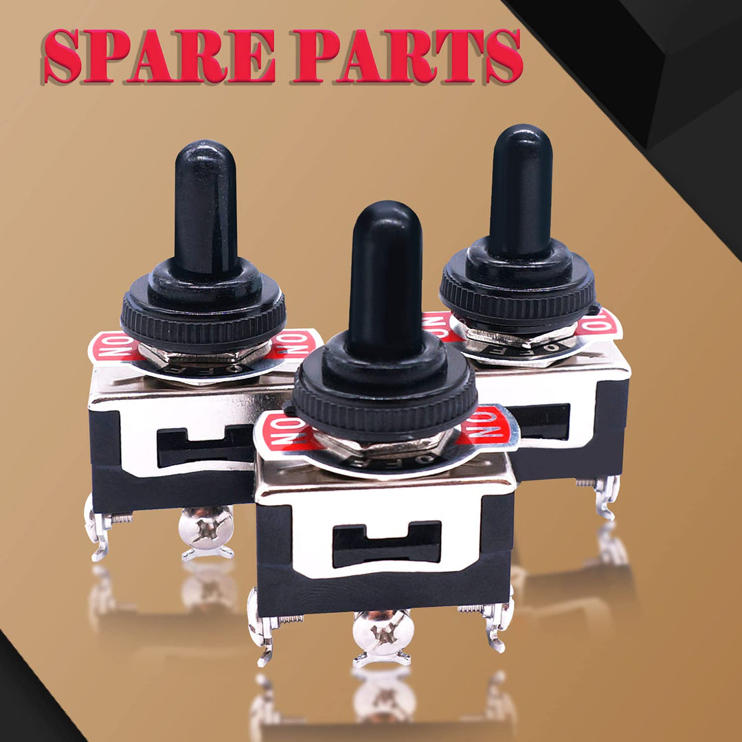 /3Pcs Heavy Duty Rocker Momentary Toggle Switch 16A 250V AC SPDT 3 Position 3 Pin (ON)-Off-(ON) Switch with Metal Bat Waterproof Boot Cap Cover Ten-123-B123