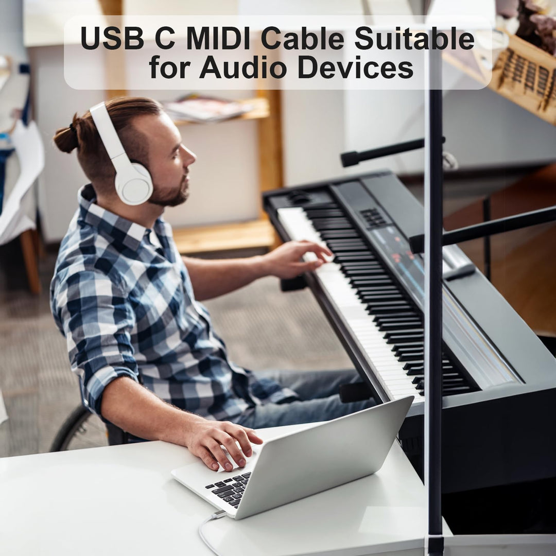 USB C MIDI Cable, Type C to USB 2.0 MIDI Interface Cable for Samsung, Huawei Laptop, MacBook to Connect with Printer, Midi Controller, Midi Keyboard, Audio Interface and More (5FT)
