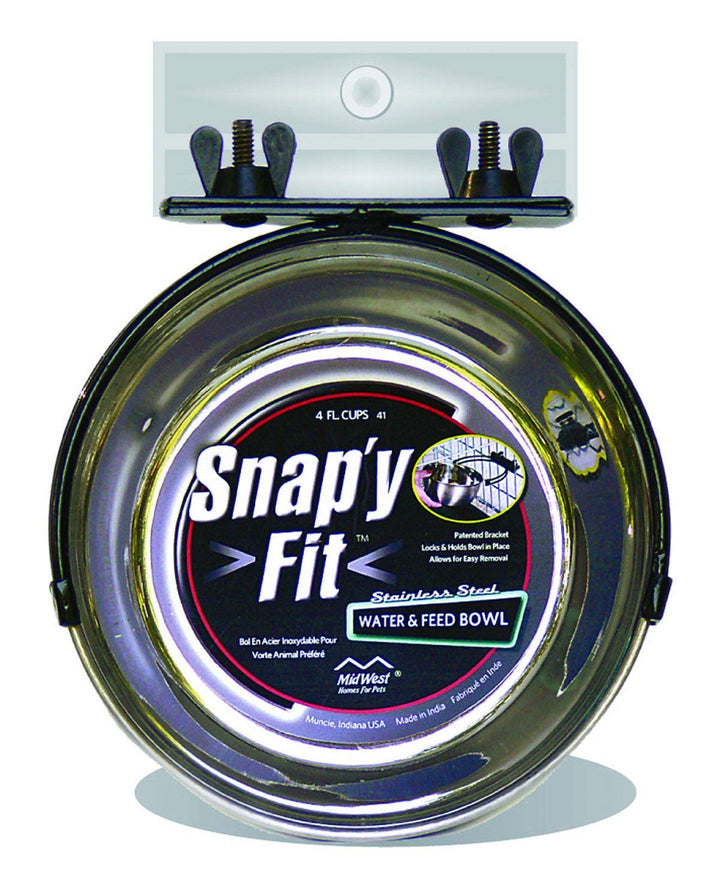 Snap&#39;y Fit Stainless Steel Food Bowl/Pet Bowl, 1 qt. for Dogs &amp; Cats