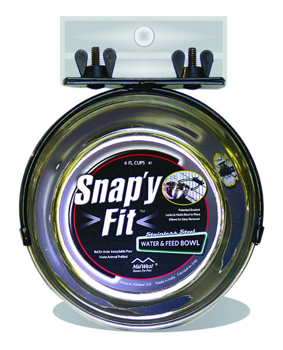 Snap'y Fit Stainless Steel Food Bowl/Pet Bowl, 1 qt. for Dogs & Cats
