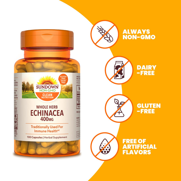 Sundown Whole Herb Echinacea 400mg, Traditionally Used 