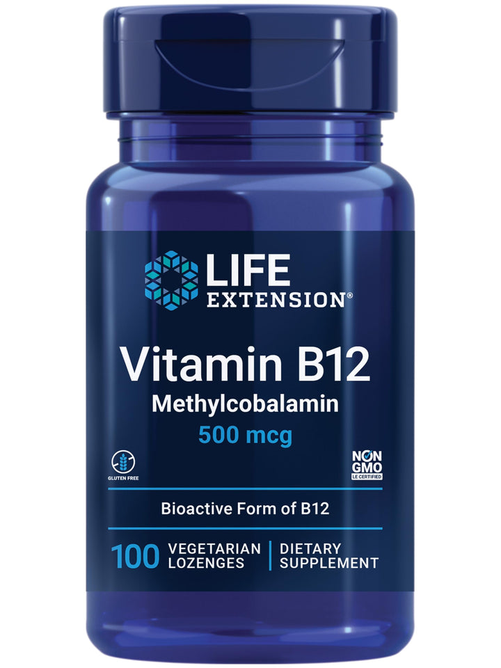 Vitamin B12 Methylcobalamin 500mcg - Vitamin B12 Supplement for General Energy and Brain Health - Sugar Free Vegetarian Lozenges Dissolve in Your Mouth - Once Daily - 100 Count