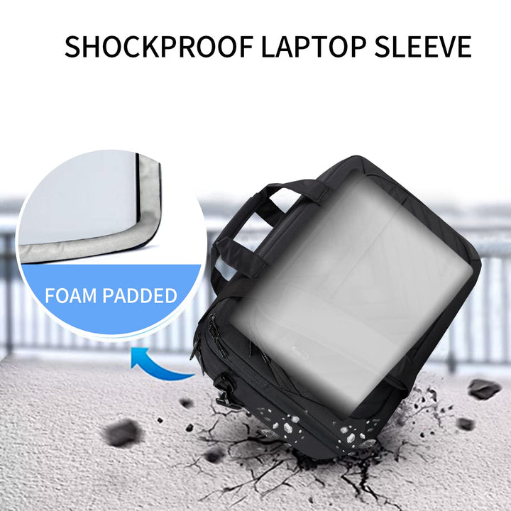 Laptop Briefcase for Women Men Fashion, TSA Friendly Expandable 17 Inch Laptop Bag, Waterproof Computer Bag with RFID Pocket, Work Bag for Women Messenger Bags, Business/Travel/College, Black