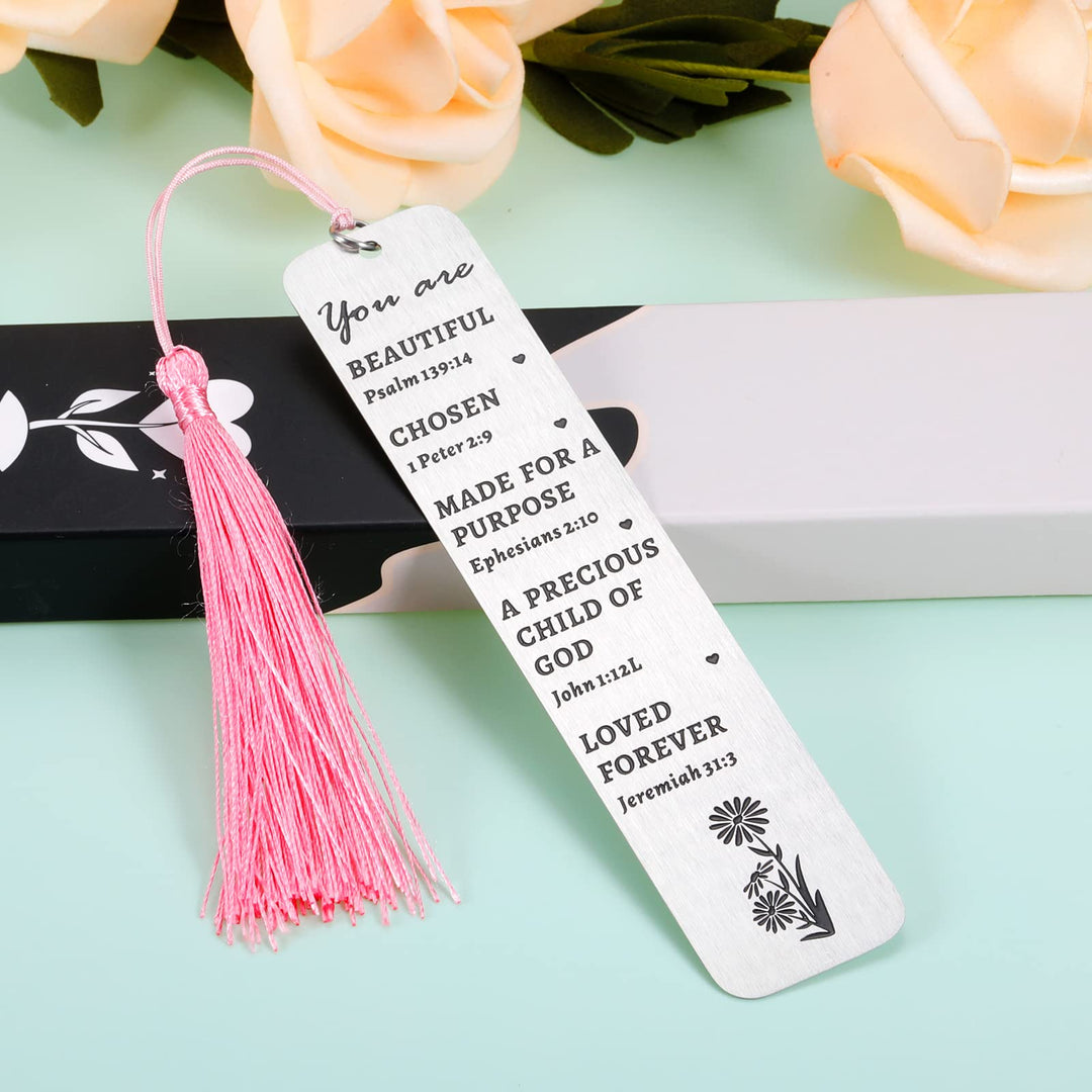 Inspirational Christian Bookmark Gift for Women You are Beautiful Quote Psalm 139:14 Bible Verse Bookmark for Book Lovers Friend Sister Christian Religious Church Bulk Gift Christmas Stocking Stuffers
