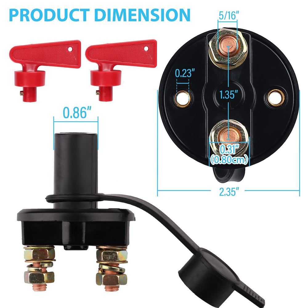 Battery Disconnect Switch with Keys, 12V-24V Battery Ki