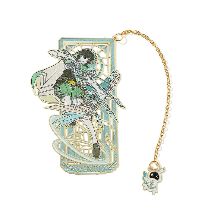 Genshin Venti Metal Bookmark - Hot Game Genshin Anime Figure Venti Barbatos Unique Bookmarks for Men Women Girls Book Lovers Readers (Venti)