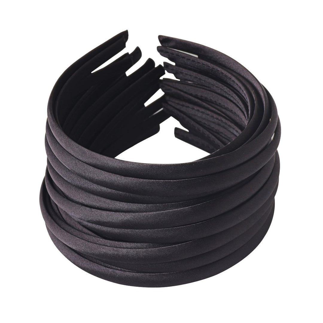 20Pcs Black: Girls&#39; Diy Satin Covered Headbands 1Cm Width 36Cm Circle Size (20Pcs Black)