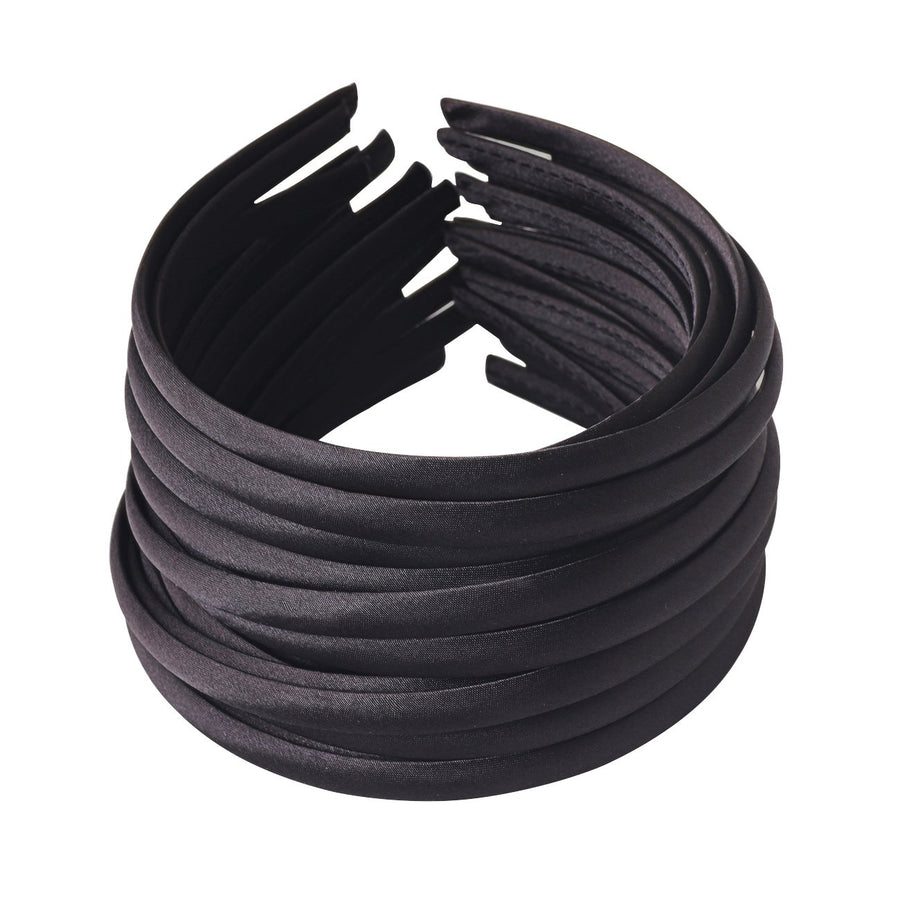 20Pcs Black: Girls' Diy Satin Covered Headbands 1Cm Width 36Cm Circle Size (20Pcs Black)