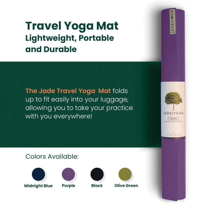 Travel Yoga Mat - Packable, Lightweight, and Portable Yoga Mat - Non-Slip Natural Rubber Mat for Women &amp; Men - Great for Yoga, Home, Gym, Pilates, Fitness &amp; Stretching (Purple, 68 x 24)