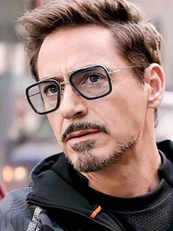 AIEYEZO Tony Stark Sunglasses Vintage Square Metal Fram