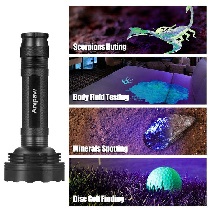 Anipaw UV Black Light Flashlight, Super Bright 100 LED 395 nM Ultraviolet Blacklight Detector for Urine for Dog/Cat, Dry Stains, Bed Bug, Professional Blacklight Flashlight for Scorpions Hunting