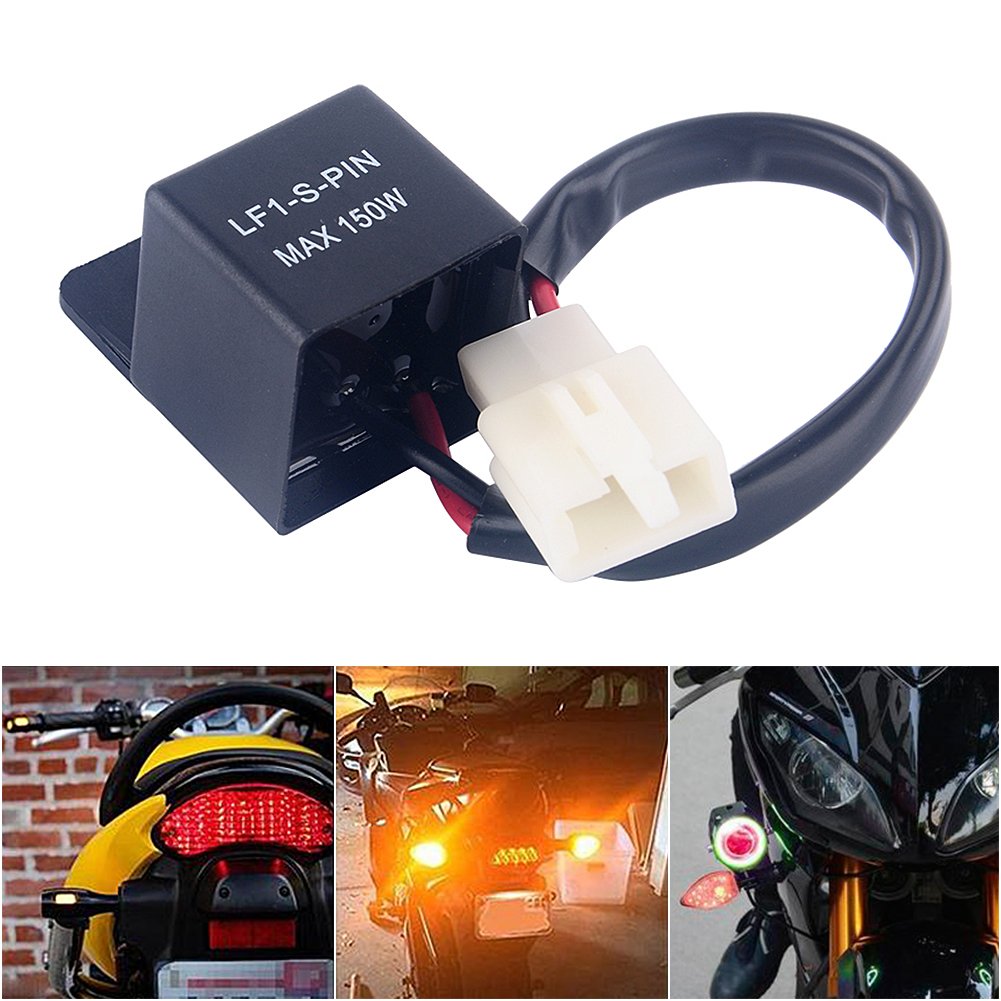 2-Pin LED Electronic Flasher Relay, 12V Indicator Light Flasher Relay Fix for Motorcycle/Bike LED Turn Bulbs Hyper Flash/ Blink Issues