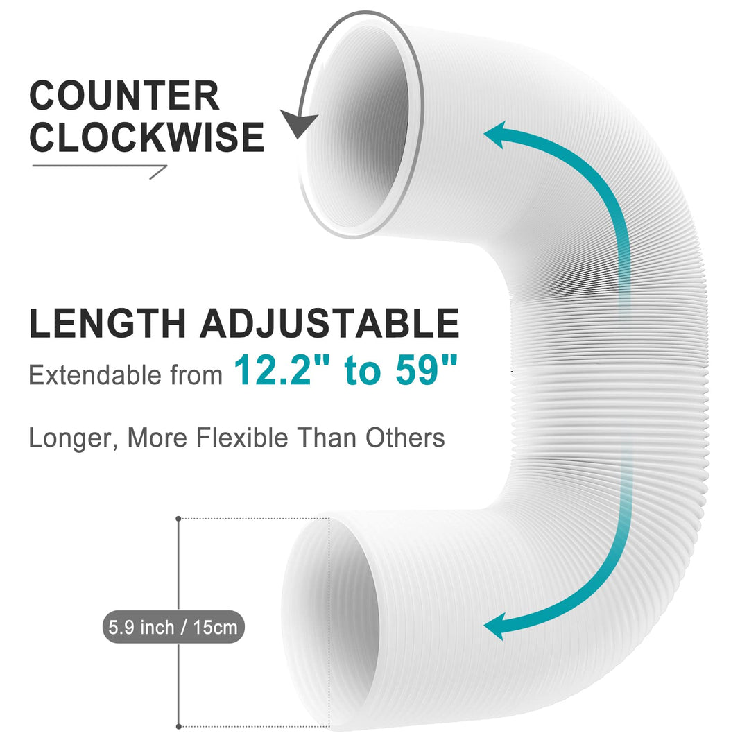 5.9 Inch Portable AC Hose, Air Conditioner Hose Counterclockwise AC Hose Length to 59 Inch, AC Exhaust Vent Hose Compatible with LG Air Conditioner Parts and Many More Portable AC