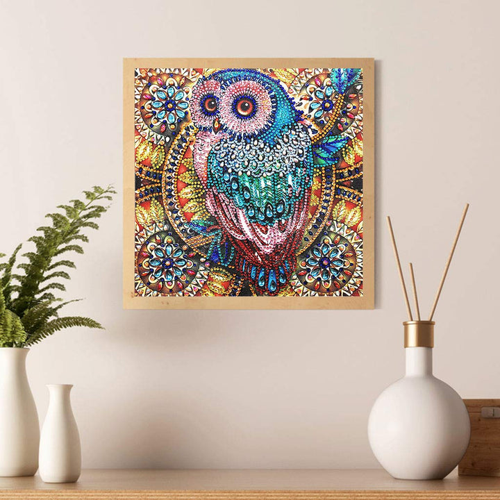 Owl Diamond Art Painting Kits for Adults,DIY 5D Special Shape Rhinestone Crafts, Partial Dots Gem Home Decor 12x12inch