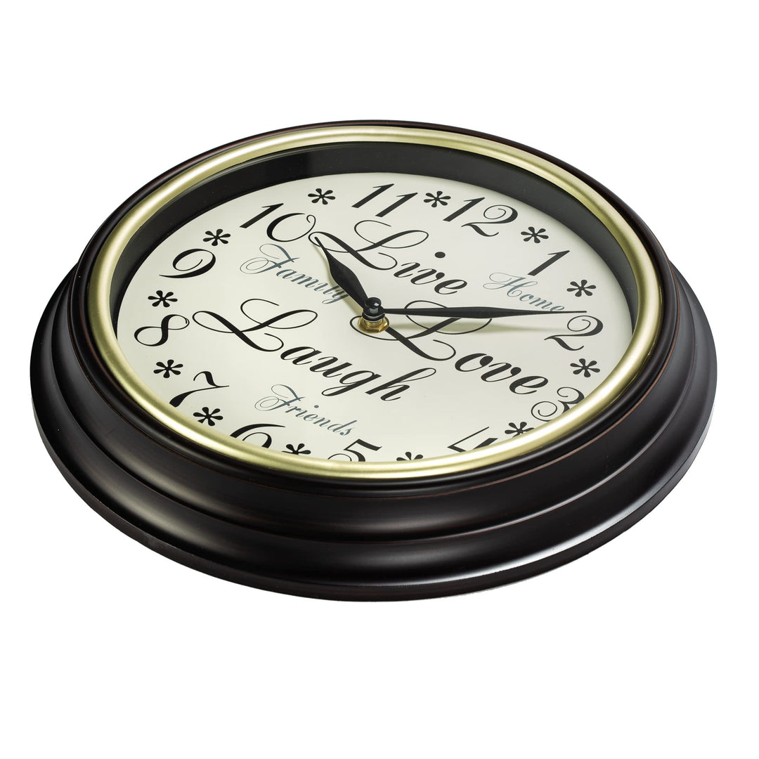 12 Inch Live Laugh Love Quality Quartz Battery Operated Easy to Read Home/Office/Kitchen/Classroom/School Clock Class 13910 0