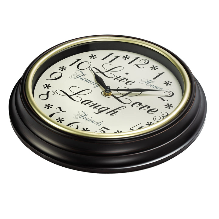 12 Inch Live Laugh Love Quality Quartz Battery Operated Easy to Read Home/Office/Kitchen/Classroom/School Clock Class 13910 0