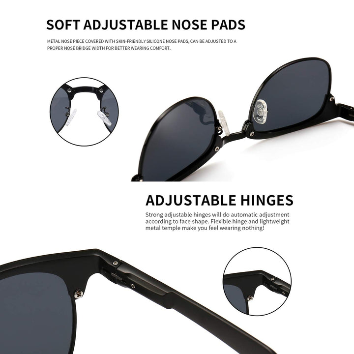 SUNGAIT Classic Half Frame Retro Sunglasses for Women M