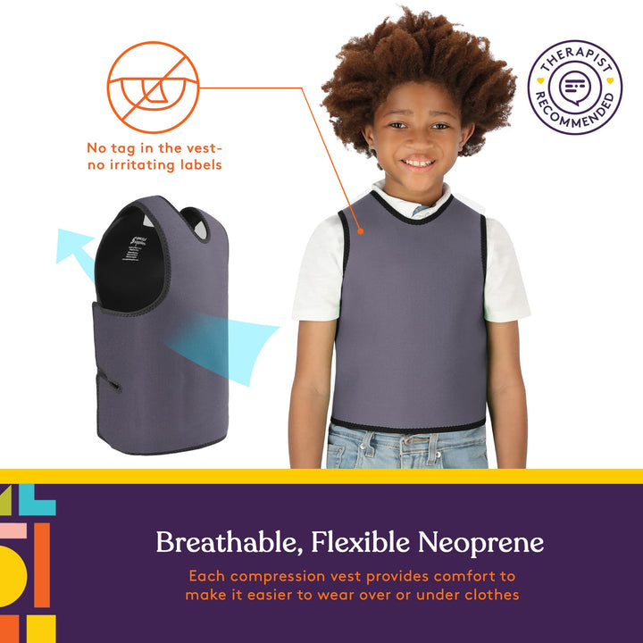 Sensory Compression Vest Deep Pressure Comfort (Grey, Small)
