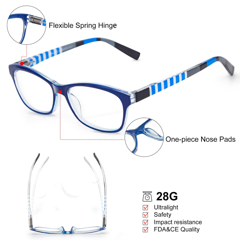 EYEGUARD 3 Pack Lightweight Reading Glasses for Women w
