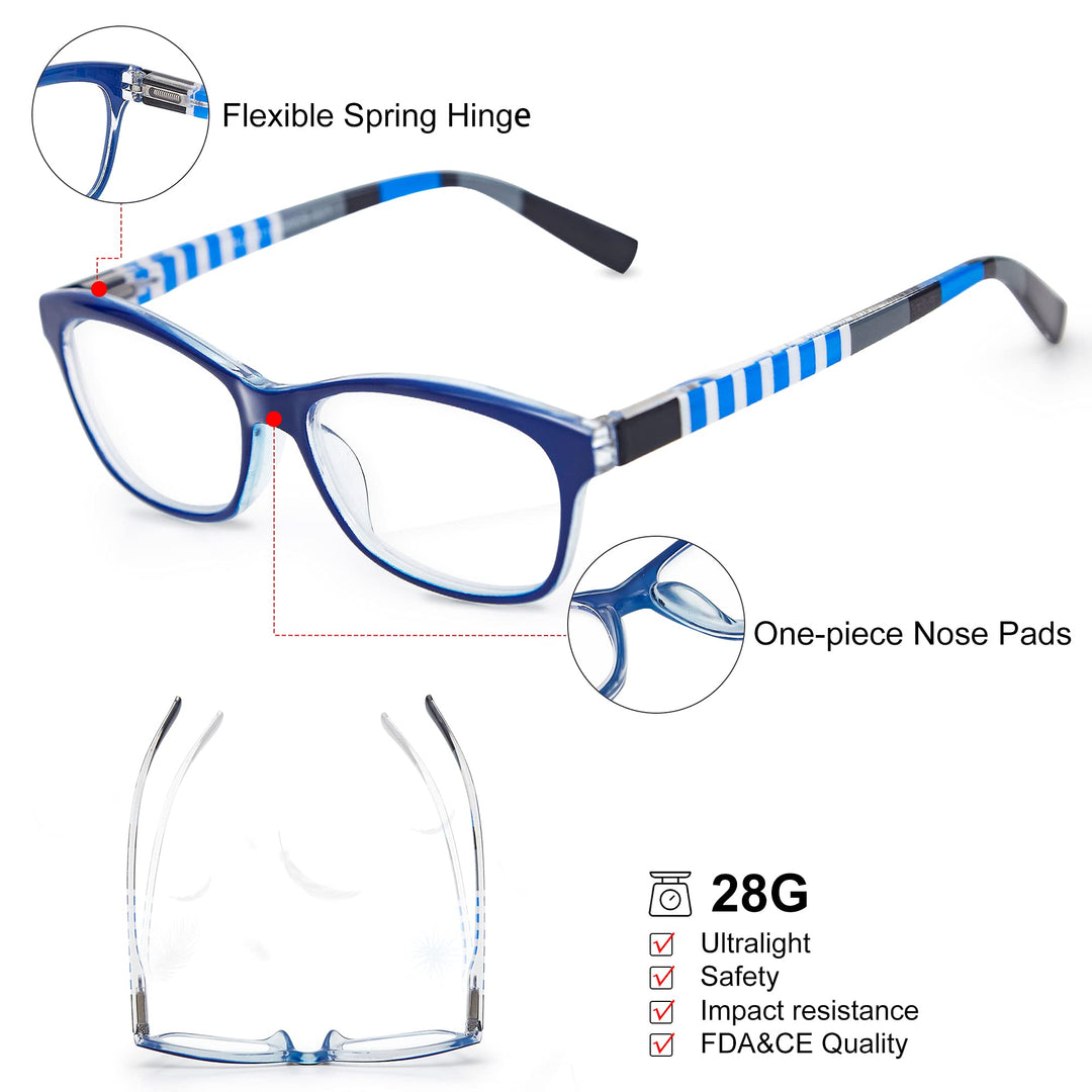 EYEGUARD 3 Pack Lightweight Reading Glasses for Women w