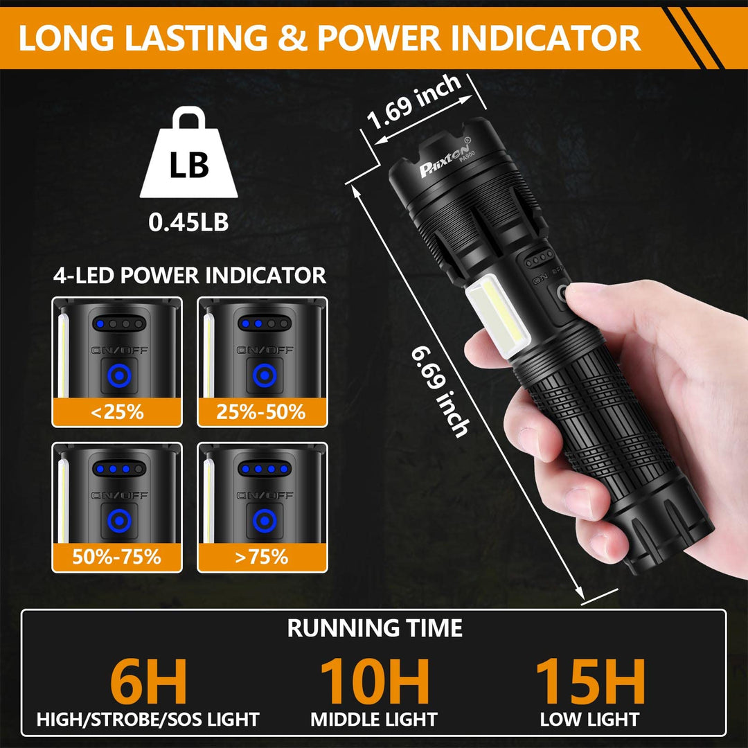 Flashlights Rechargeable LED High Lumens, Powerful 900,000 Lumen Flashlight, High Power Heavy Duty Red &amp; White Flash Lights, Double Source, for Men Gift Emergency Hiking Work