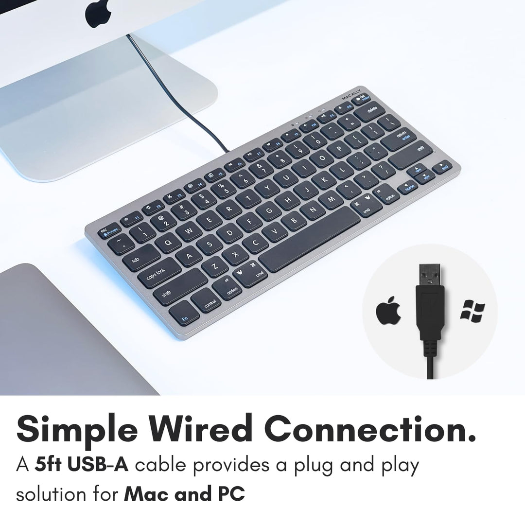 Macally Small USB Wired Keyboard for Mac and Windows - 