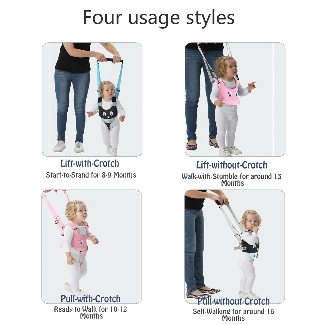 Handheld Baby Walking Harness Kids Walking Learning Helper for Boys Girls Adjustable Baby Walker Safety Harness Assistant Belt for Toddler Infant Child 7-24 Month (Pink-Chicken)