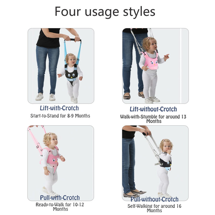 Handheld Baby Walking Harness Kids Walking Learning Helper for Boys Girls Adjustable Baby Walker Safety Harness Assistant Belt for Toddler Infant Child 7-24 Month (Pink-Chicken)
