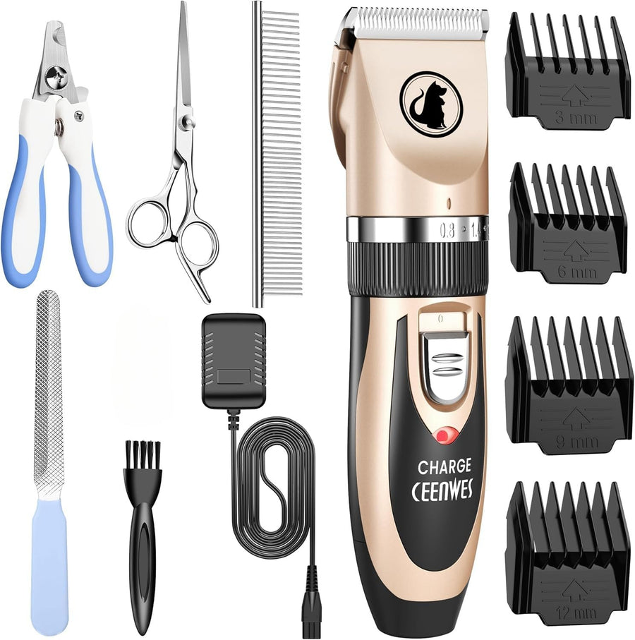 Dog Clippers Low Noise Cat Clippers Rechargeable Dog Trimmer Cordless Pet Grooming Tool Professional Dog Hair Trimmer with Comb Guides Scissors for Dogs Cats & Others