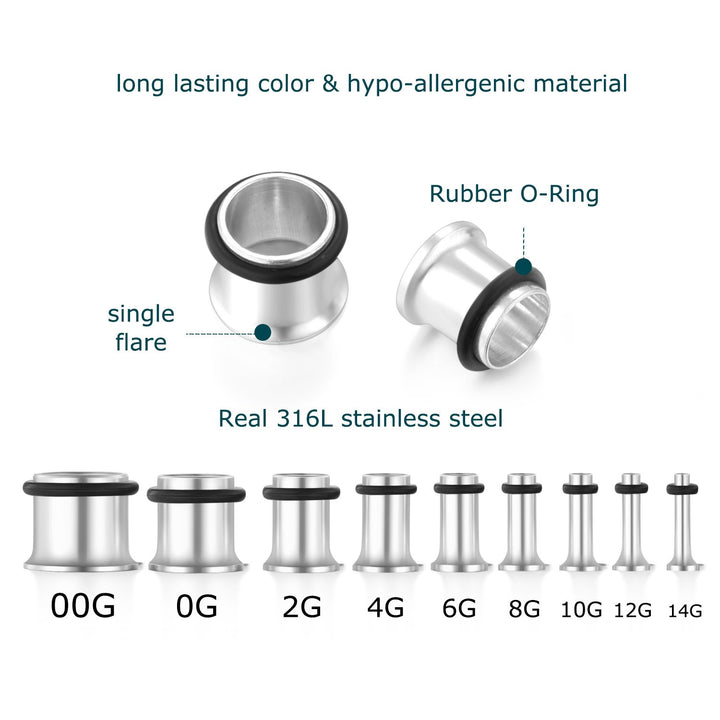 14G-00G 36pcs Tapers and Tunnels Ear Gauge Stretching Kit Surgical Stainless Steel