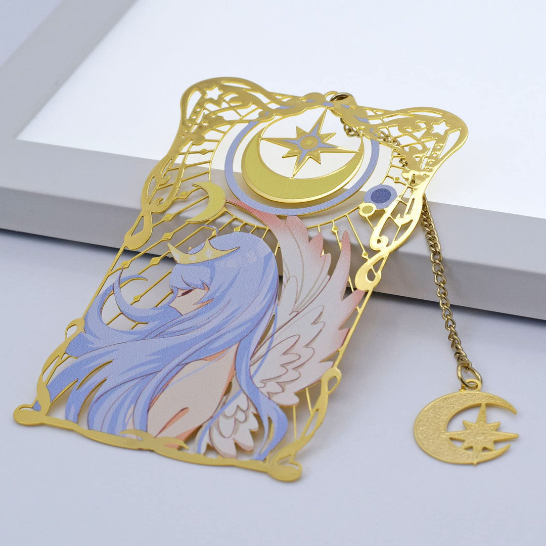 Cute Metal Tarot Elf Bookmarks for Women Girls Book Lovers Anime Bookmark Moon Gifts for Readers Best Friends -TE1